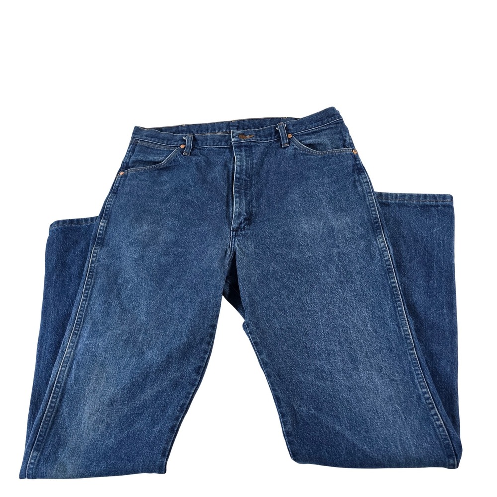 Wrangler 13MWZ Cowboy Cut Mens Jeans 38x36 Blue Denim Straight Leg 14294